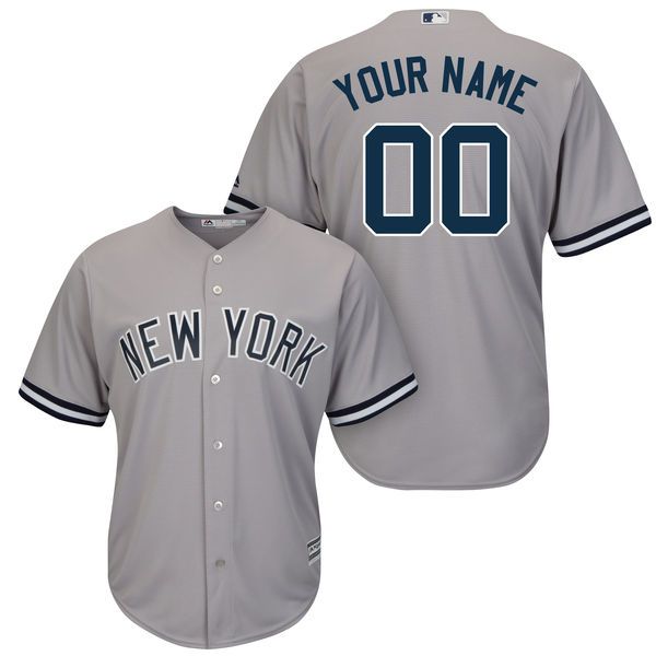 Men New York Yankees Majestic Gray Road Cool Base Custom MLB Jersey